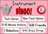 Instrument Bingo- WW, Brass, Strings (Tech & No Tech Frien