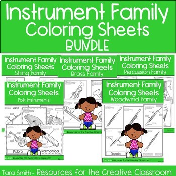Preview of Instrument Coloring Pages - BUNDLE