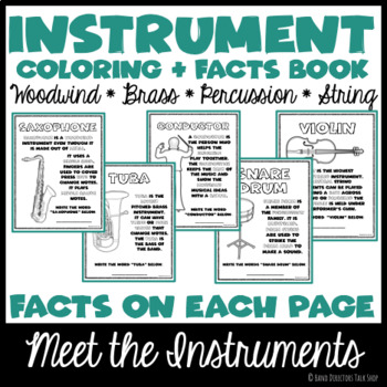 Preview of Instrument Coloring Sheets with Instrument Facts (Meet The Instruments!)