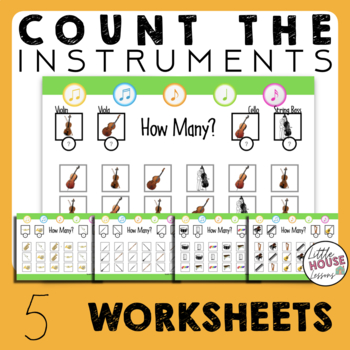 Preview of Elementary Music Worksheets - Orchestra Instrument Count and Find