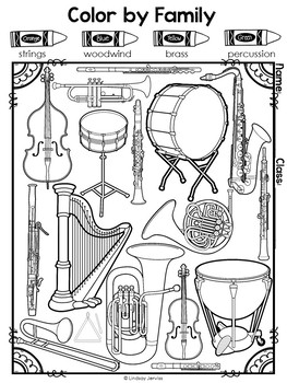 Instrument Families Workbook - great for Distance Learning by Lindsay