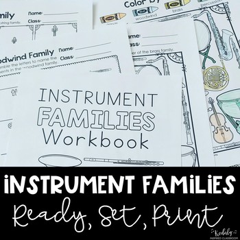Preview of Instrument Families Workbook - great for Distance Learning