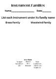 Instrument Families Worksheet