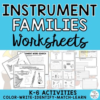 Preview of Instrument Family Worksheets to Learn the Instrument Families: No Prep