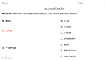 Preview of Instrument Family Study Guide