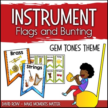 Preview of Instrument Flags - Bunting for the Music Classroom - Gem Tones