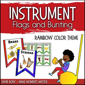 Preview of Instrument Flags - Bunting for the Music Classroom - Rainbow Bright Colors