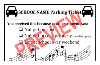 Preview of Instrument Parking Ticket (editable)