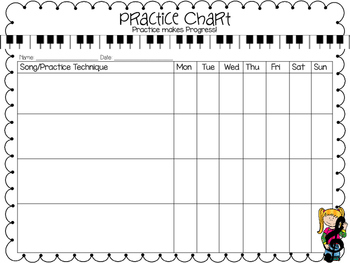 Piano Practice Chart For Beginners