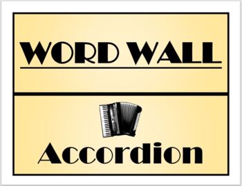 Preview of Instrument Word Wall WITH GRAPHICS- Decorate your music room! (Yellow)