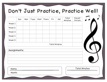 Music Practise Chart