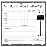 Instrumental Monthly Music Practice Chart