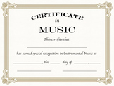 Instrumental Music Certificates, Formal