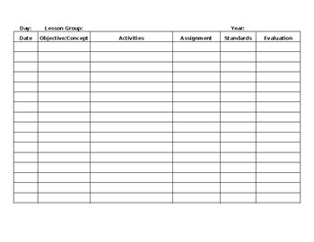 Preview of Instrumental Music Lesson Planning Template