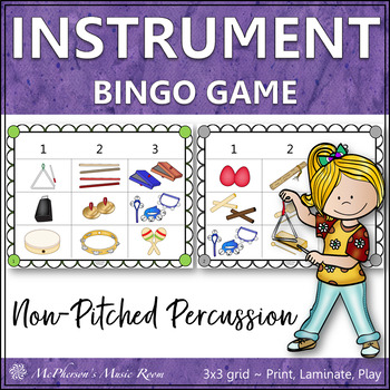 Preview of Music Bingo Game Musical Instruments Non-Pitched Percussion for Elementary Music