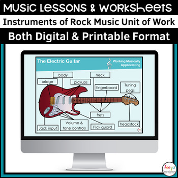 Preview of Instruments of Rock Music Lessons and Worksheets for General Music Appreciation