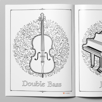 Preview of Instruments of the Orchestra Coloring Sheets - 30 Instruments Designs | Music