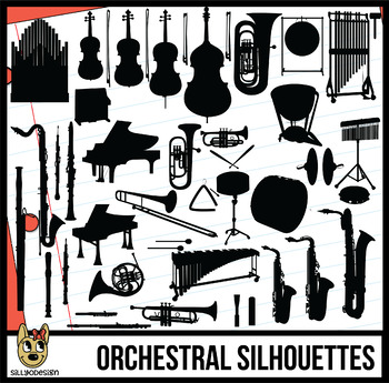 Preview of Instruments of the Orchestra and Band Clip Art Silhouettes