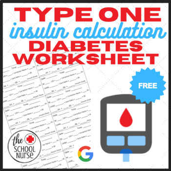 Preview of Insulin Calculation Worksheet- Type 1 Diabetes