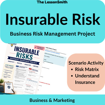 Preview of Insurable Risks Activity | Business Insurance Project & Risk Matrix | CTE