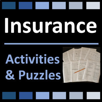 Preview of Insurance Activities and Puzzles  Auto, Home, Life, Renters and More