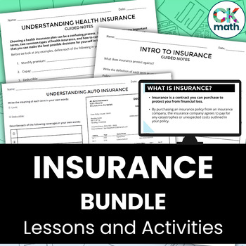 Preview of Insurance Financial Literacy Lessons and Activities Bundle
