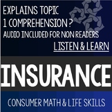 Insurance Listen and Learn- Consumer Math Special Education