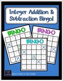 Adding and Subtracting Integers Math Bingo - Math Review Game