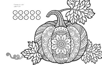 Preview of Integer Addition and Subtraction Fall Pumpkin Coloring Page