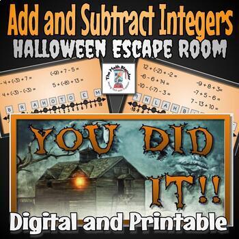 Preview of Integer Addition and Subtraction Halloween Escape Room