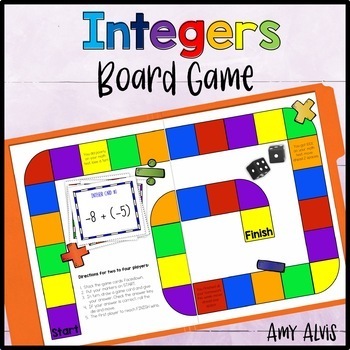 Preview of Integer Board Game Math Game Computation Review Game