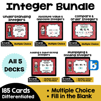 Preview of Integer Boom Card BUNDLE - Self Correcting Digital Task Cards