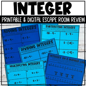 Preview of Integer Operations Escape Room Review Digital Activity & Printable Worksheets