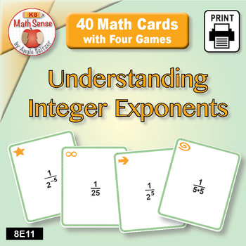 Preview of Integer Exponents & Equivalent Expressions: Math Sense Card Matching Games 8E11