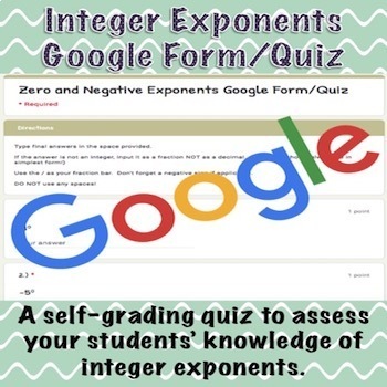 Preview of Integer Exponents Google Form/Quiz (Distance Learning)