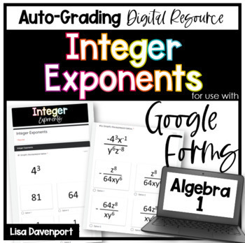 Preview of Integer Exponents Google Forms Homework