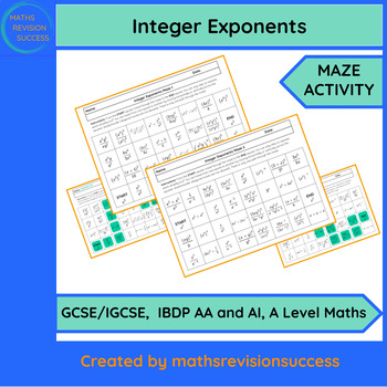 Preview of Integer Exponents (Powers) - Maze Activity - IBDP AA and AI Maths