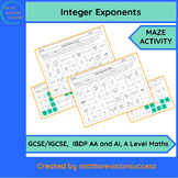 Integer Exponents (Powers) - Maze Activity - IBDP AA and AI Maths