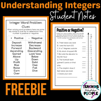 Preview of Integer Word Problems FREE
