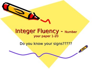 Preview of Integer Fact Fluency