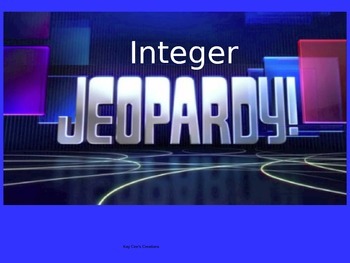 Preview of Integer Jeopardy Game