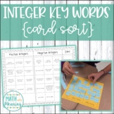 Integer Key Words Card Sort Activity - Includes Interactiv