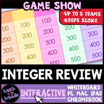 Preview of Integer Math Game Show - Interactive Digital Math Review Game