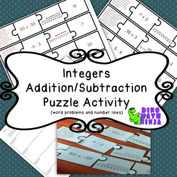 Preview of Integer Math Puzzle Match- 7.NS word problems and number lines