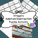 Integer Math Puzzle Match- 7.NS word problems and number lines