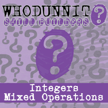 Preview of Integer Mixed Operations Whodunnit Activity - Printable & Digital Game Options