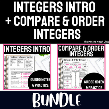 Preview of Intro to Integers and Compare and Order Integers Note Sheets and Practice