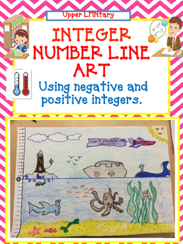 Preview of INTEGER NUMBER LINE ART Activity w/ Thermometer - Distance Learning
