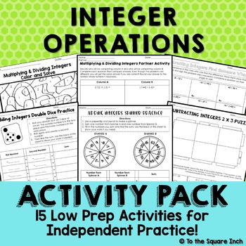 Preview of Integer Operation Activities