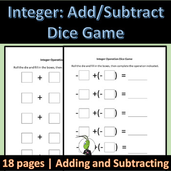 Preview of Adding and Subtracting Integers Dice Math Game